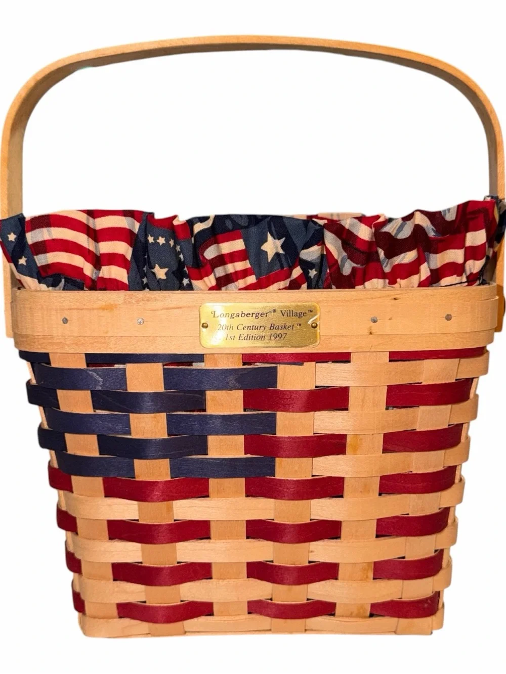 VINTAGE Longaberger Village 20th Century American Flag Basket - 1st Edition 1997